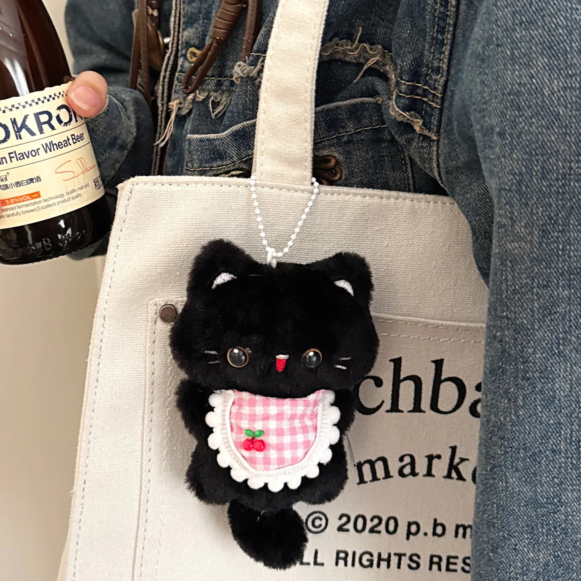 1/2 pièces mignon chaton en peluche presser pochette pendentif sac à dos porte-clés pendentif Couple