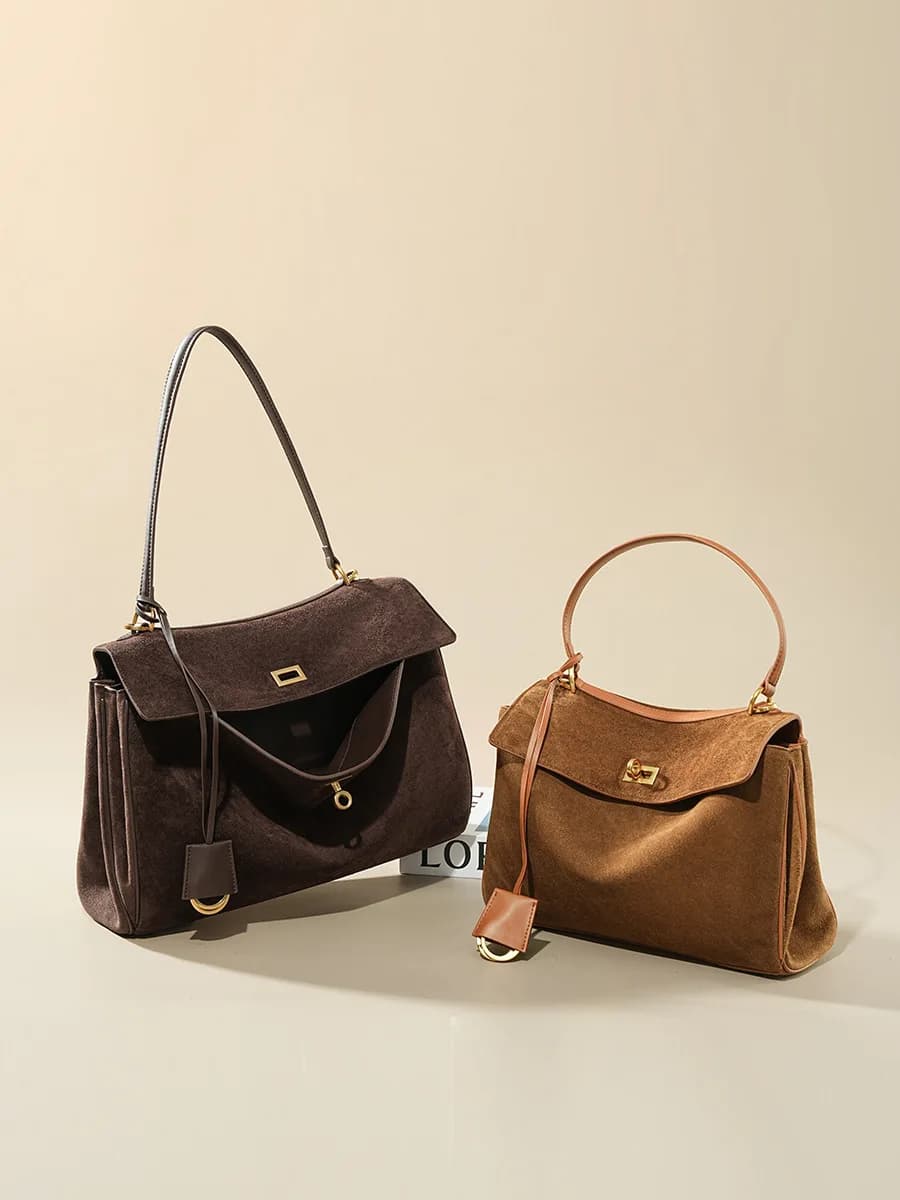 Sac à main en daim pour femmes, sac à bandoulière de grande capacité, fourre-tout simple, sac à main