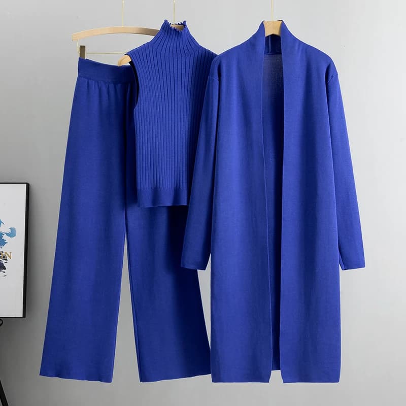 Ensemble 3 pièces élégant et tendance pour femme en tricot Hiver et Automne 2026 : Cardigan, Pull et