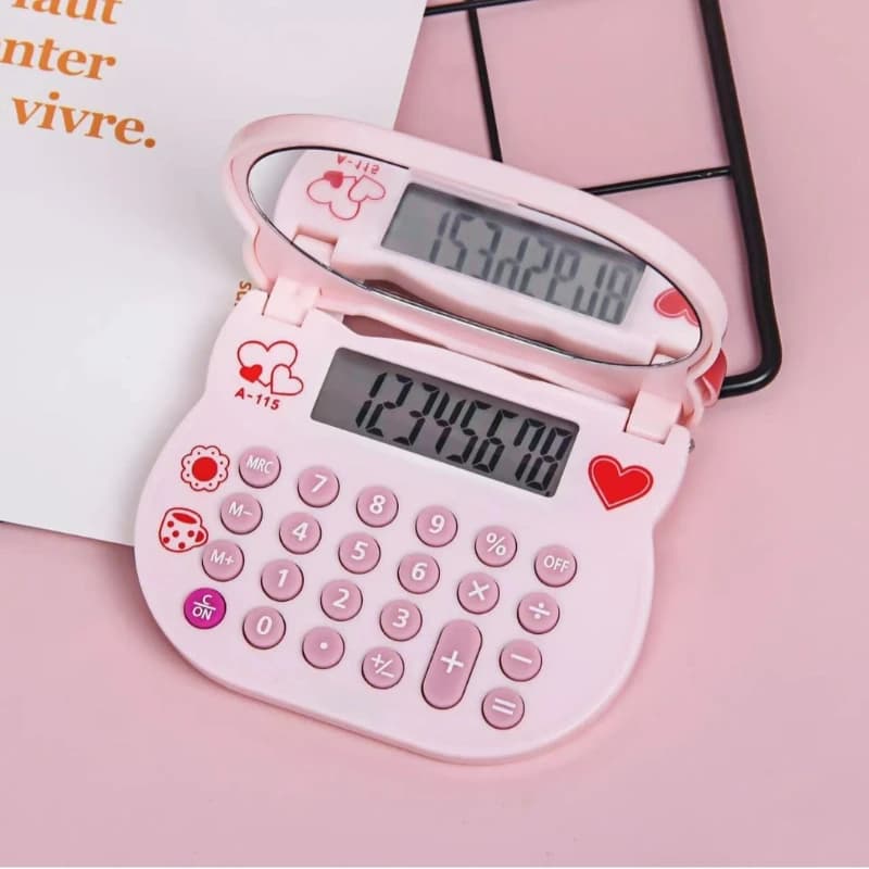 Calculatrice créative pour chaton, personnalité tendance, Style Girly mignon, miroir à rabat Portabl
