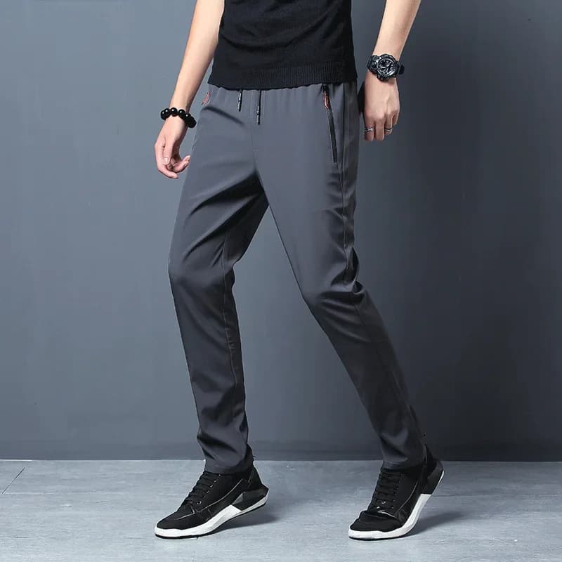 Pantalon décontracté homme Stretch coupe ajustée taille élastique survêtement coréen classique bleu 