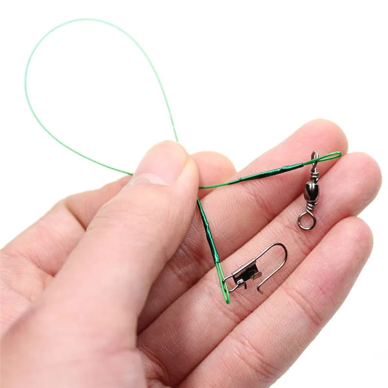 Ligne de pêche en acier Anti-morsure, Leader de fil d'acier avec accessoire de pêche pivotant, laiss