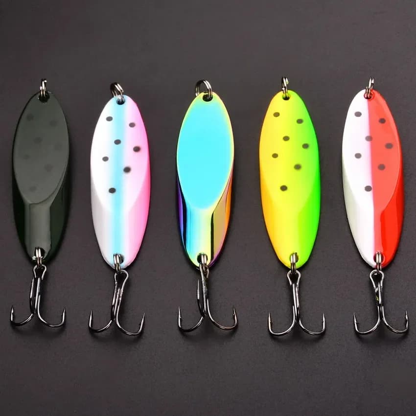 5 pièces 3g-21g pêche lumineuse cuillère en métal leurre appâts durs basse argent cuillère leurre de