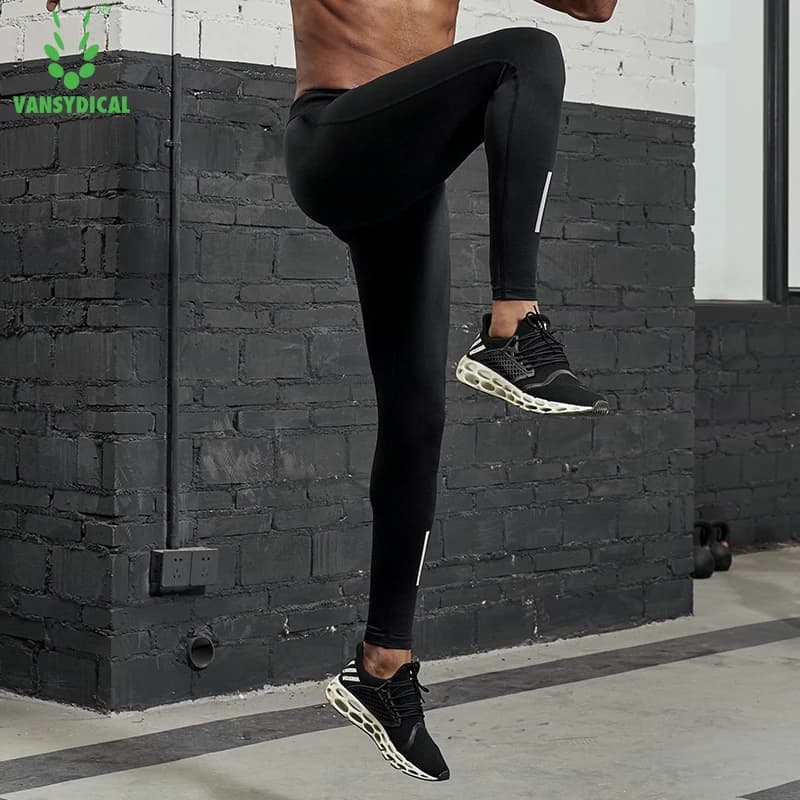 VANSYDICAL – pantalon de Compression pour hommes, collant de course avec rayures réfléchissantes, Le
