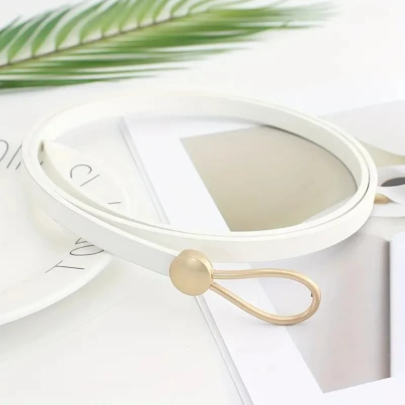 Ceinture nouée vintage sans trou pour femme, ceinture en cuir PU, document solide, environnement déc