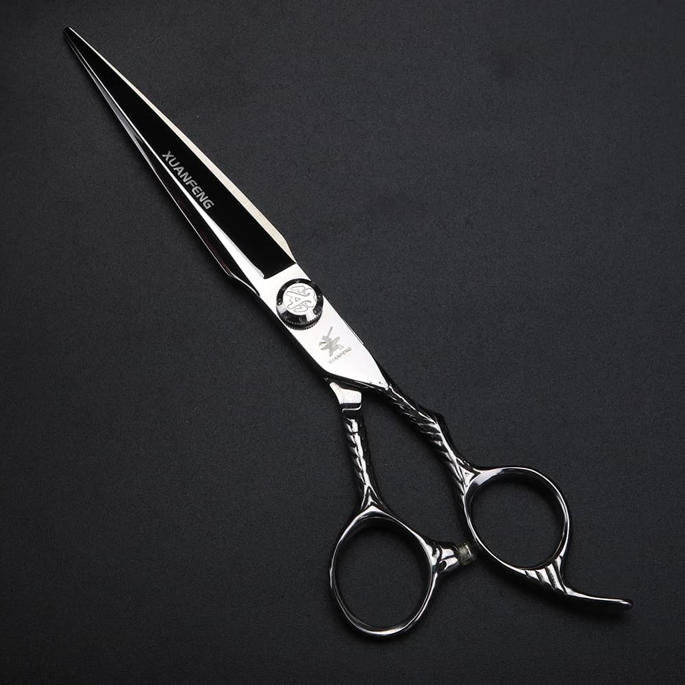 Ciseaux à cheveux XUANTENG en argent de 7 pouces, ciseaux de coiffure en acier 440C et ciseaux à eff