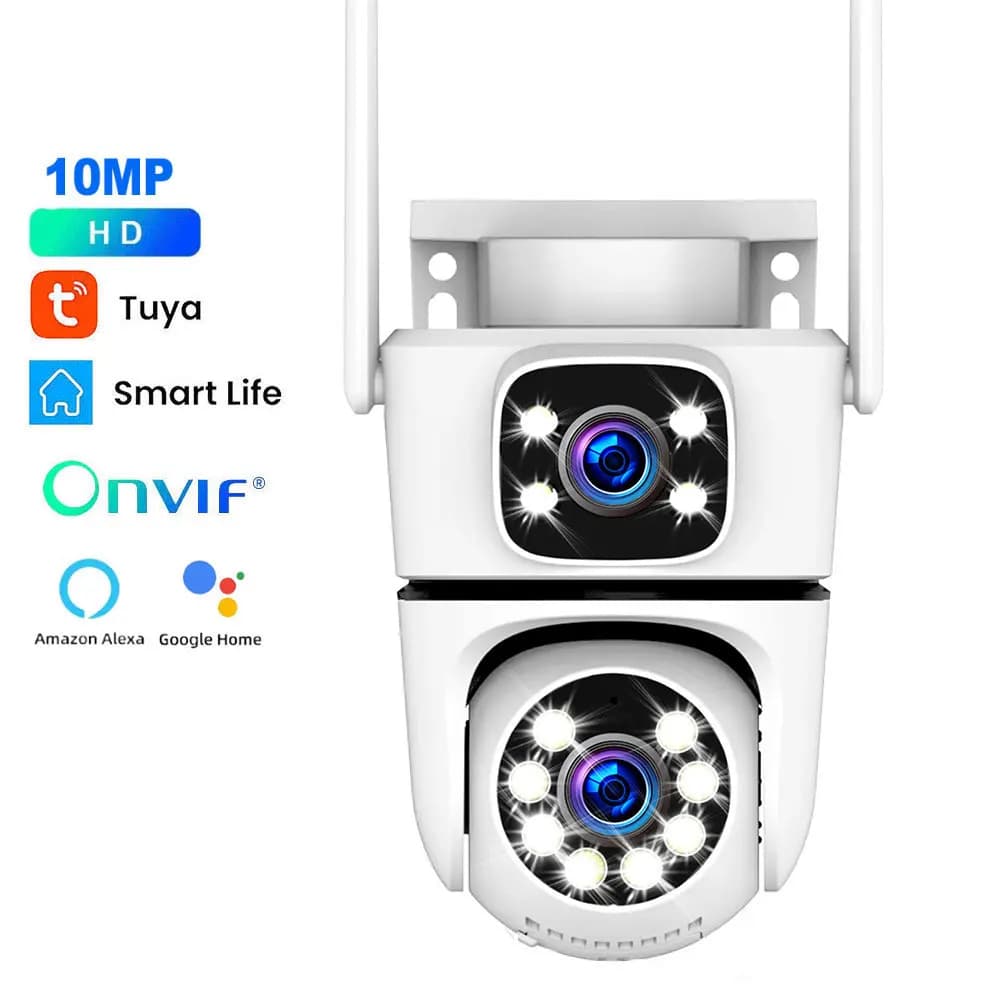 4K Tuya sécurité à domicile extérieure 5G Wifi caméra double objectif double écran Alexa Google camé