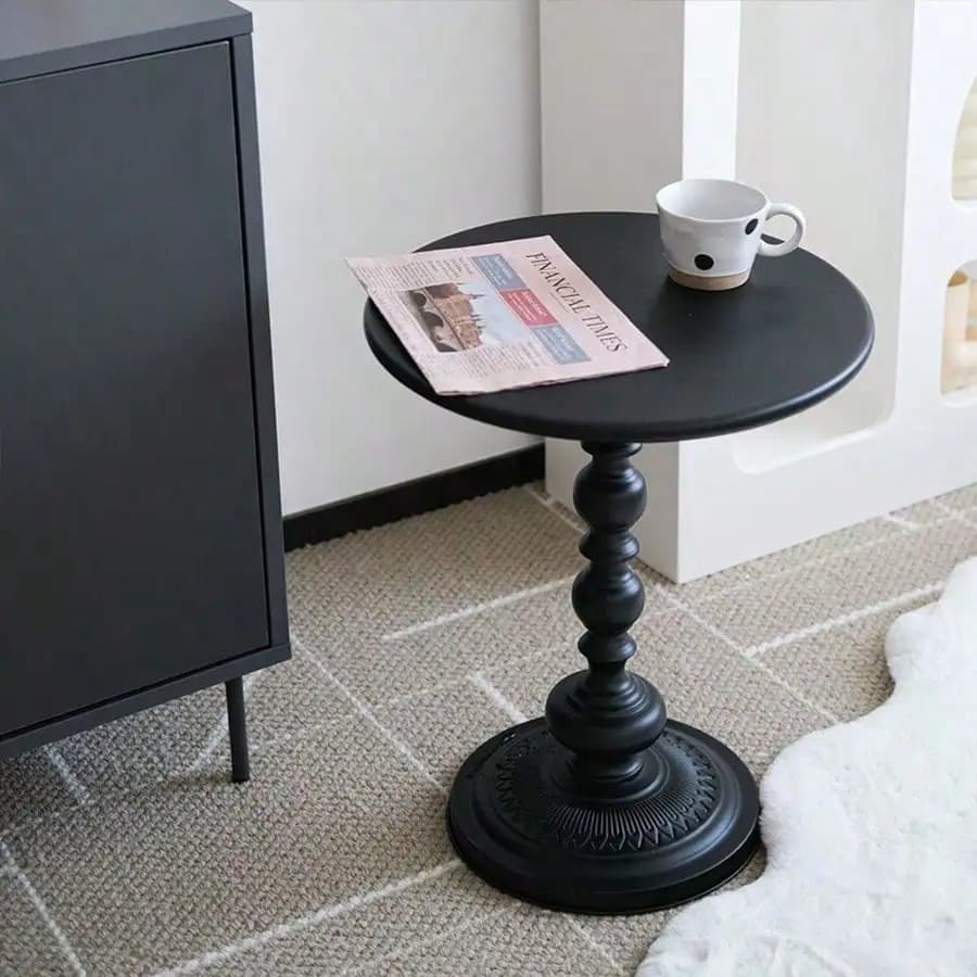 Table basse nordique vintage, table d'appoint de canapé, coin en métal, table ronde de chevet, meubl