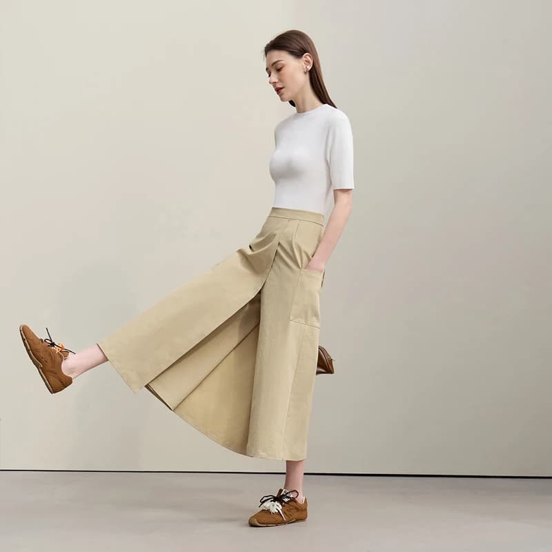Jupe trapèze Amii pour femme, nouvelle collection été 2026, texturée, décontractée, avec poches, lon