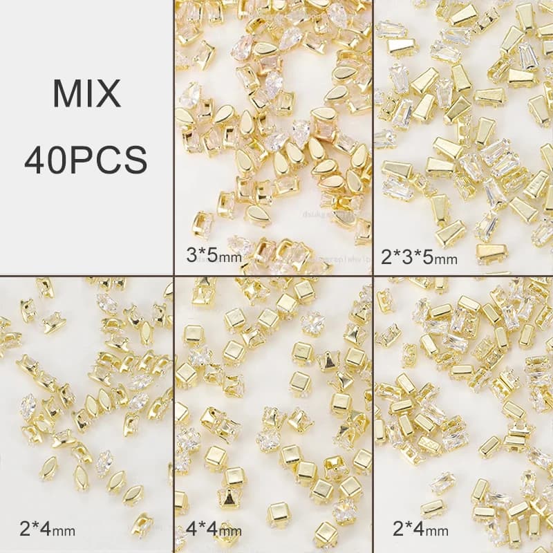 40 pièces brillant cristal 3D Nail Art strass décorations forme Flatback verre diamant bijoux concep