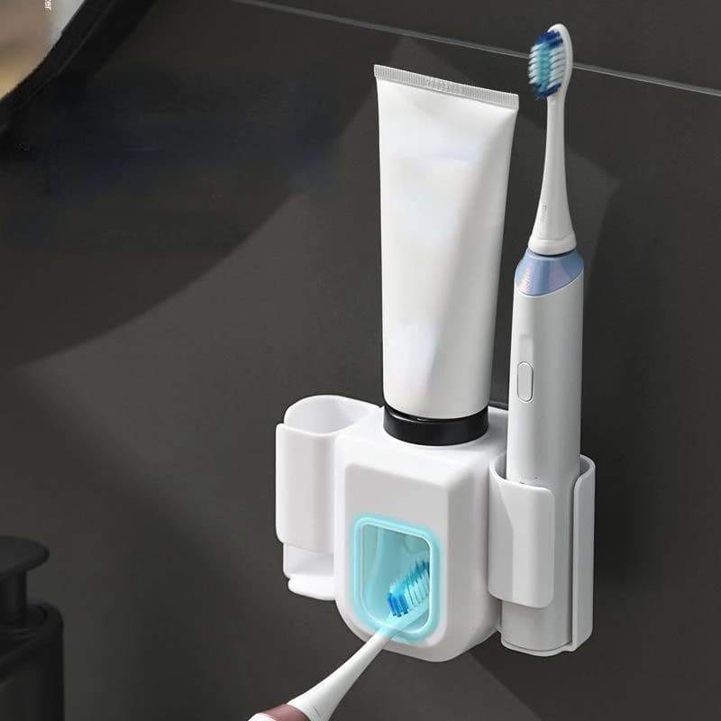 Porte-brosse à dents Double trou, organisateur mural de brosse à dents, support de dentifrice, press