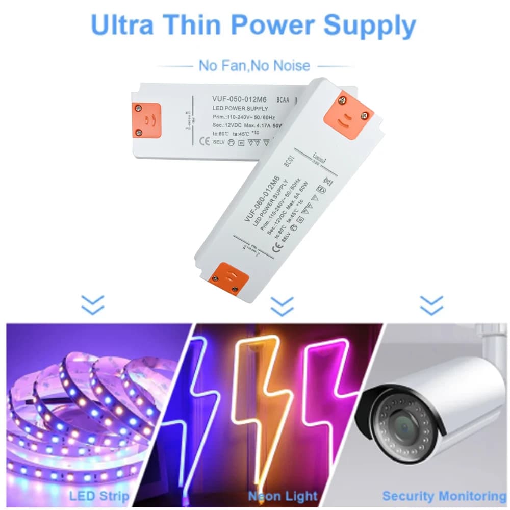DC 12V 24V allumant l'alimentation d'énergie ultra mince de TransDevices LED 6W 15W 20W 30W 40W 50W 