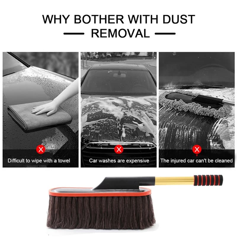 SEAMETAL – combinaison de plumeau de voiture en microfibre, télescopique réglable, nettoyage de la v