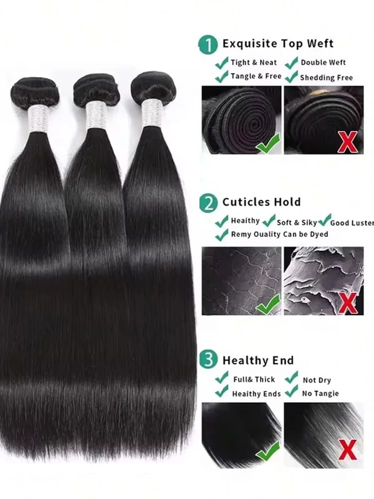 Extensions de Cheveux Humains Naturels Raides Comme des Baguettes, 36-40 Pouces, Cheveux Bruts, Lots
