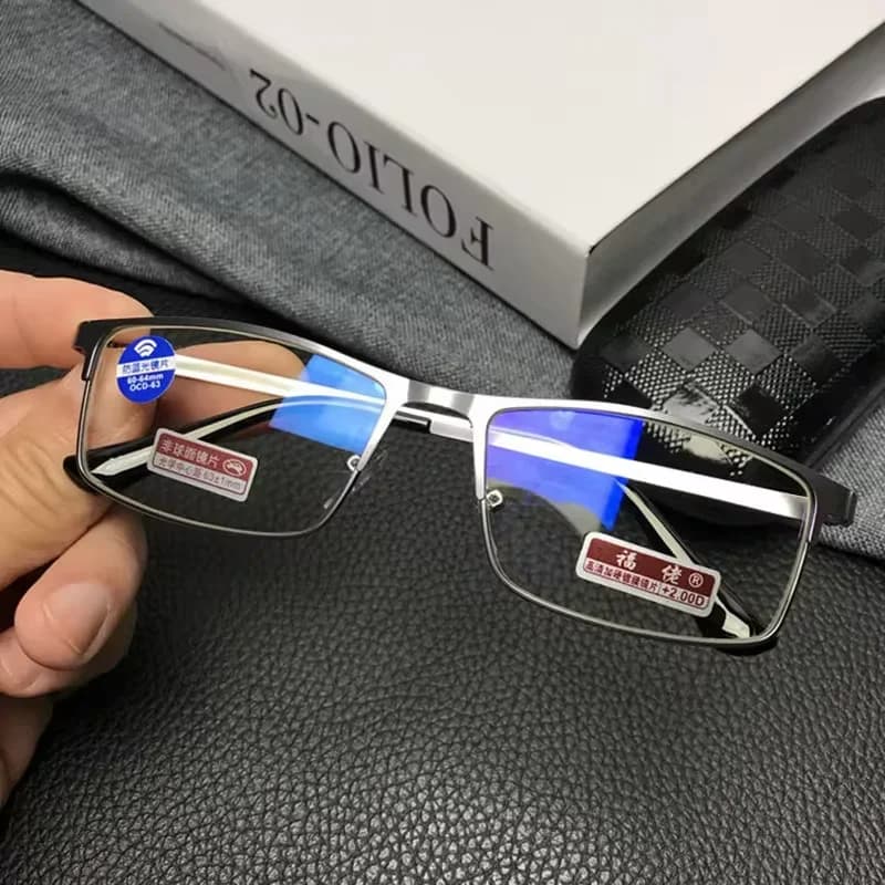 Lunettes de lecture d'affaires en acier inoxydable pour hommes, pour lecteur, blocage de la lumière 