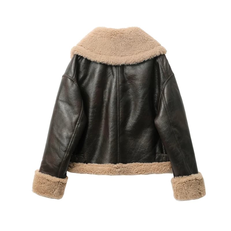 Veste courte épaisse et chaude double face pour femme, manteau marron, nouvelle collection automne h