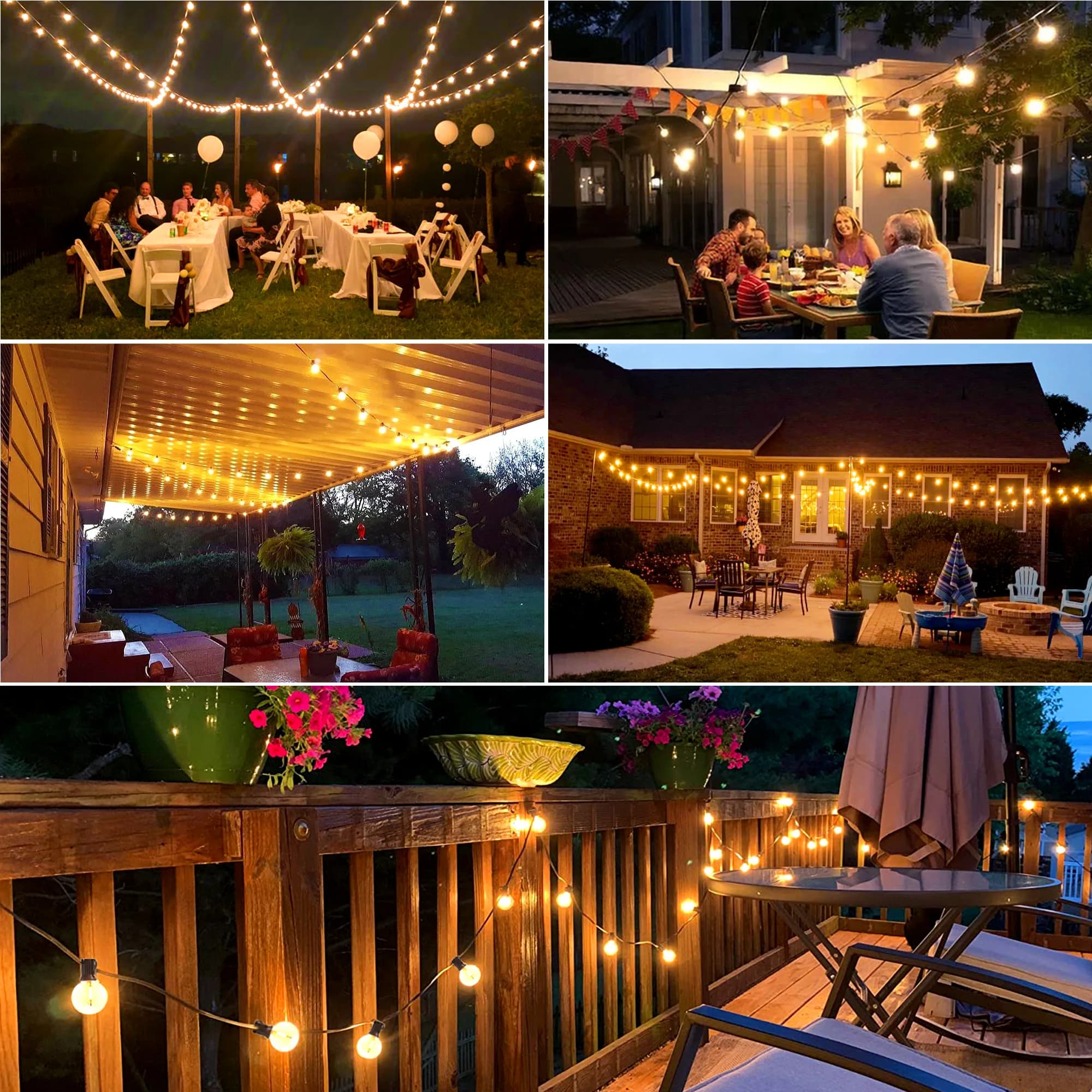 Guirxiété Lumineuse Solaire G40. Lumières Extérieures avec Ampoules LED Incassables, Résistantes aux
