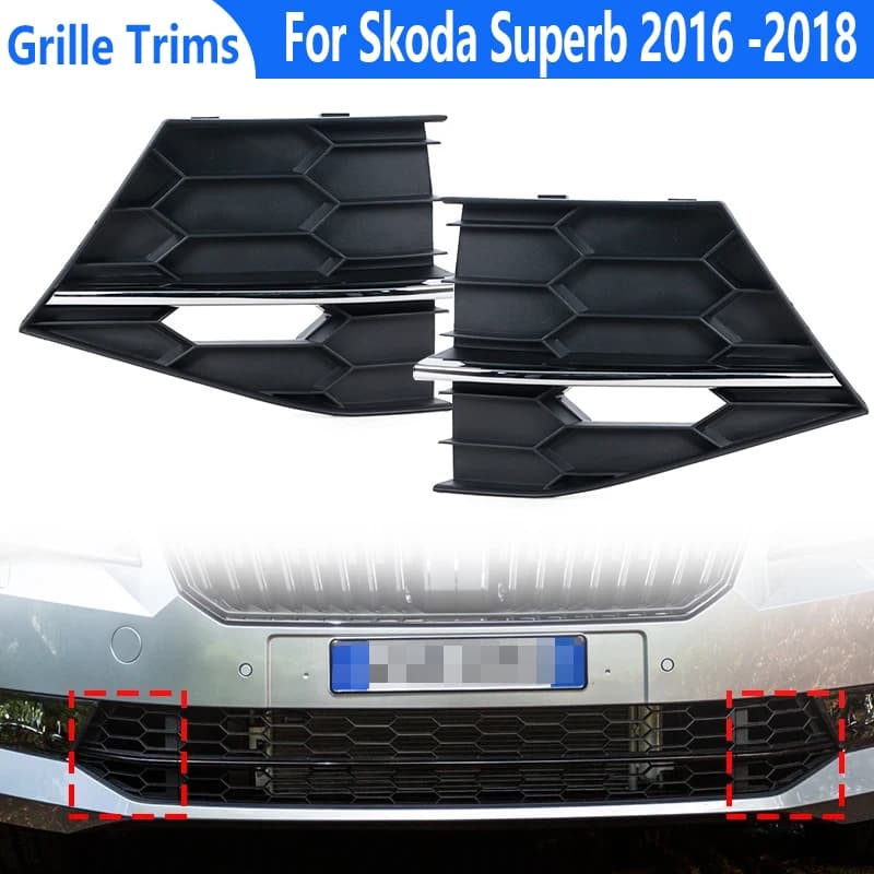 Pour Skoda Superb 2016 2017 2018 cadre de phare antibrouillard pare-chocs avant calandre inférieure 
