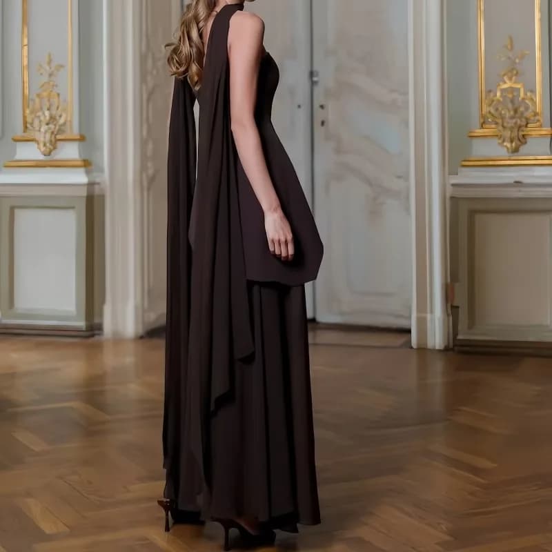 Robe de soirée élégante sans bretelles avec corset, jupe asymétrique en mousseline et châle – Robe d