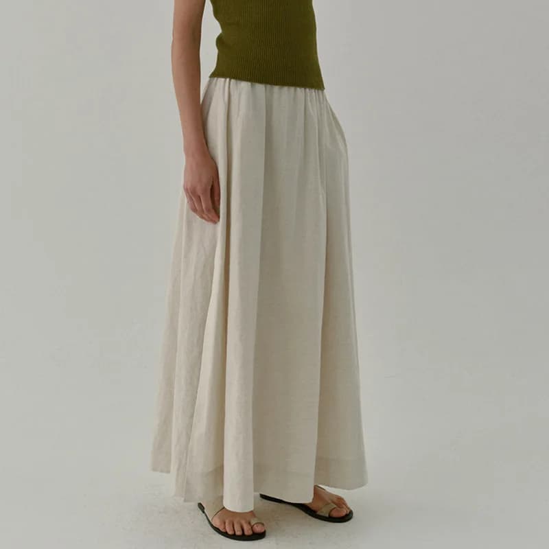 Jupe Chic en lin Vintage fendue sur le côté pour femmes, couleur unie, coton et lin, nouvelles jupes