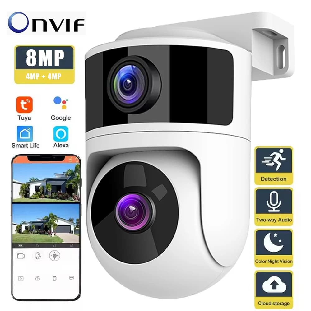 WOUWON double objectif Onvif étanche extérieure WiFi caméra IP 8MP Tuya Smartlife App caméra de sécu