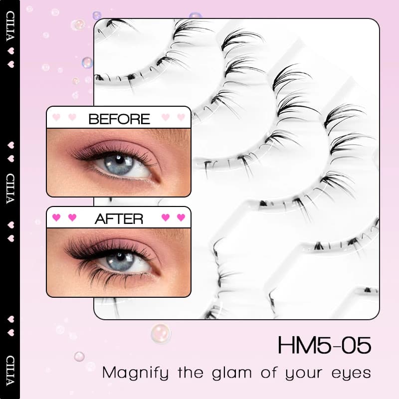 10 paires de cils inférieurs Manga, bande transparente, vaporeux, petite flamme sous les yeux, maqui
