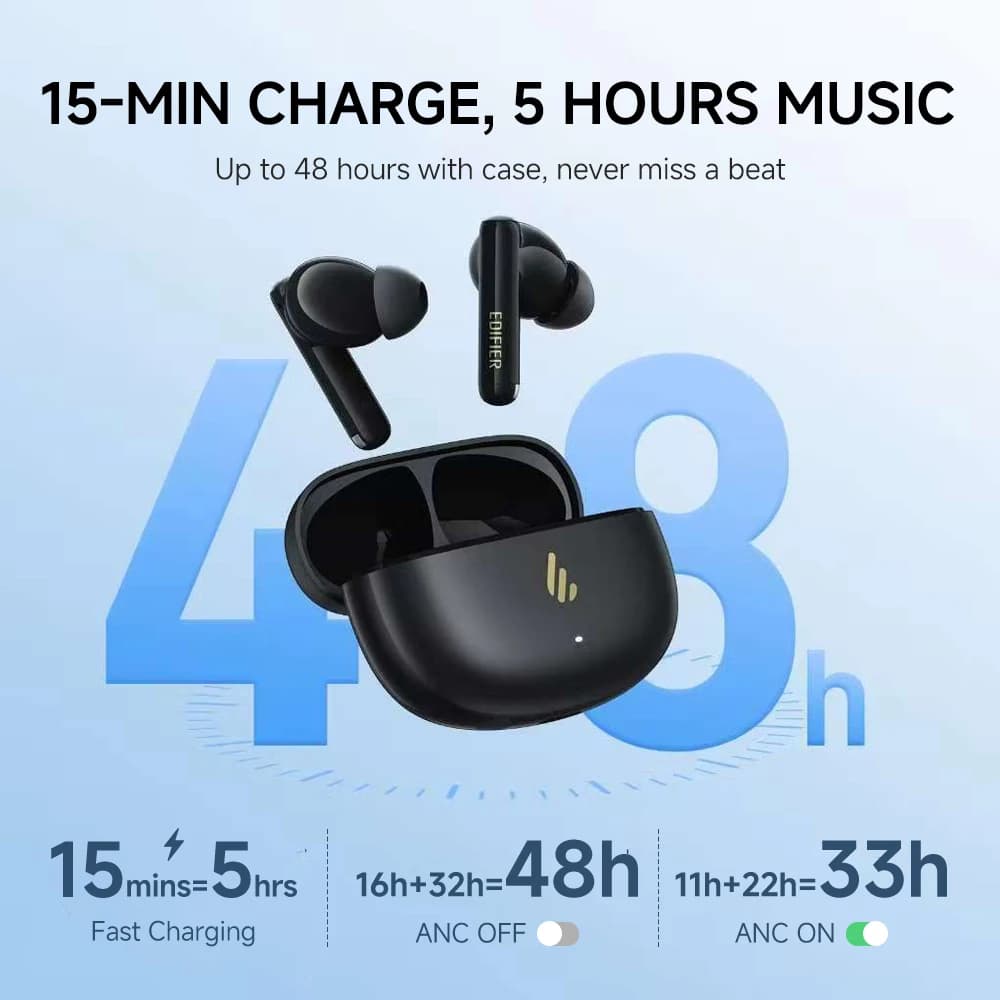 Écouteurs Bluetooth TWS Edifier X5 Pro à réduction de bruit active, écouteurs sans fil, étanches IP5