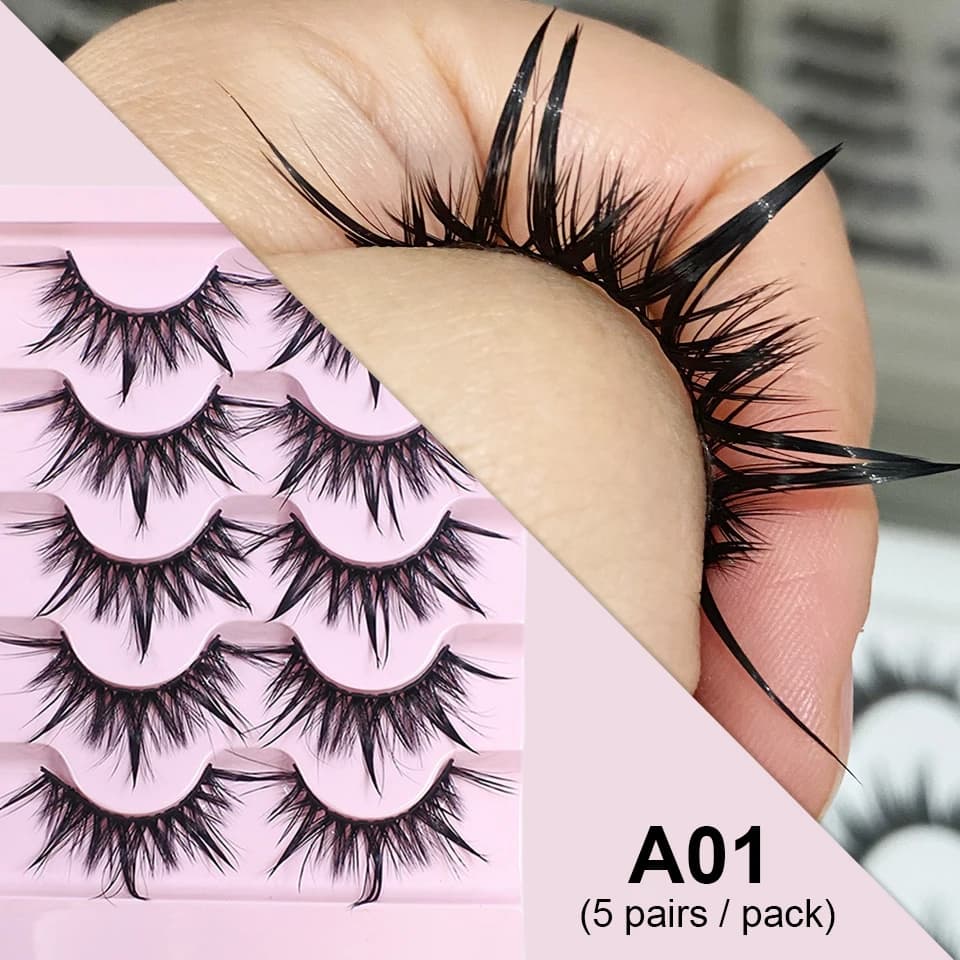 Faux cils cosplay féminins, maquillage coréen, nouveau style, pointes de support, cils 3D, cils mang