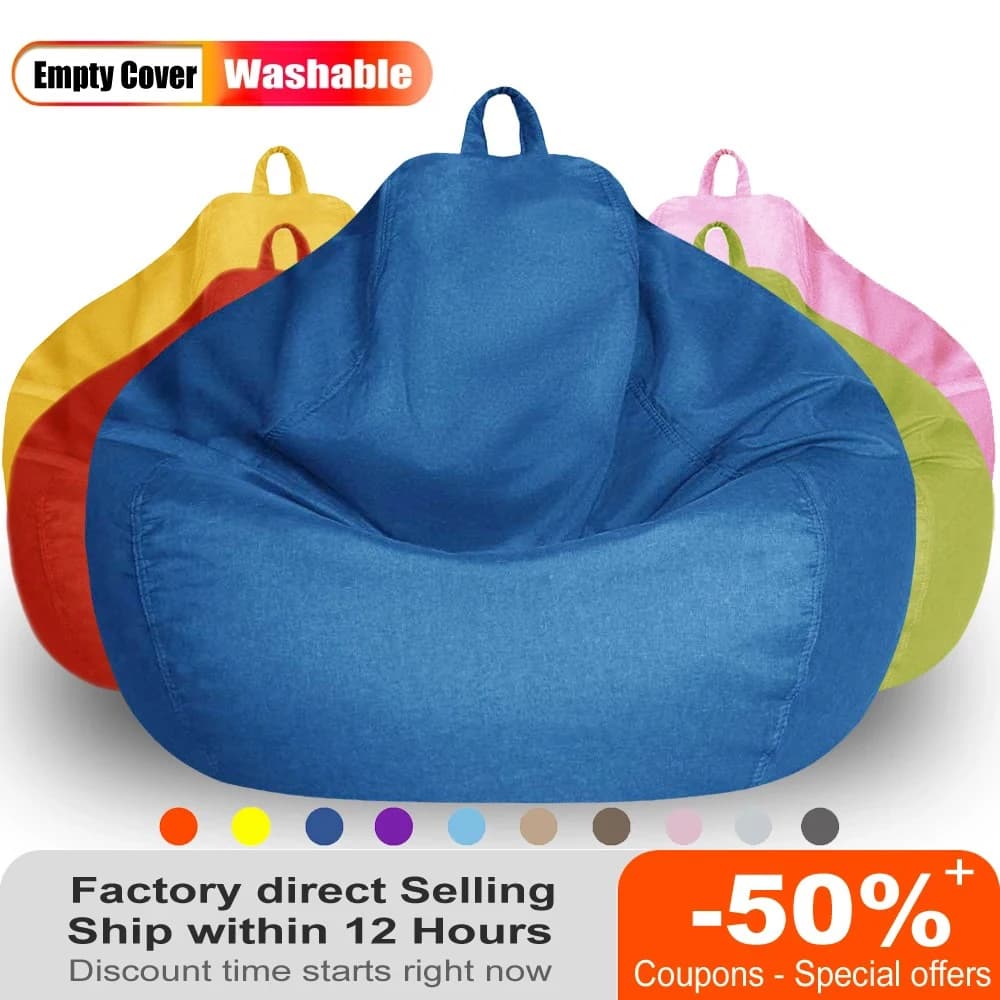 Adultes enfants Bean Bag couverture grand paresseux canapé chaise couverture sans remplissage coton 