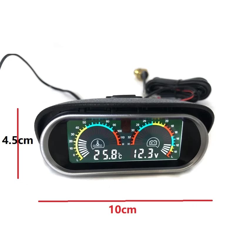 Jauge de température et de voltmètre LCD automatique 2 en 1 avec adaptateur de tuyau de Joint 1/8NPT