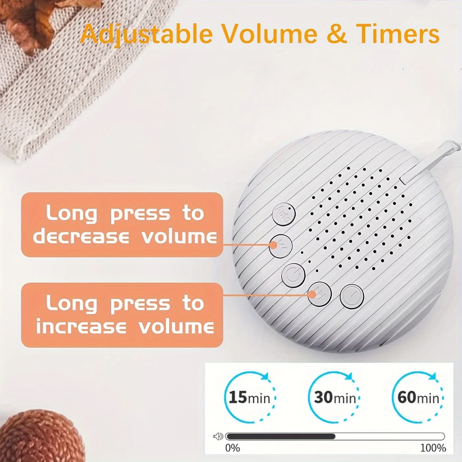 Machine à bruit blanc 10/12 sons, Rechargeable par USB, Portable, pour bébé, adulte, personnes âgées