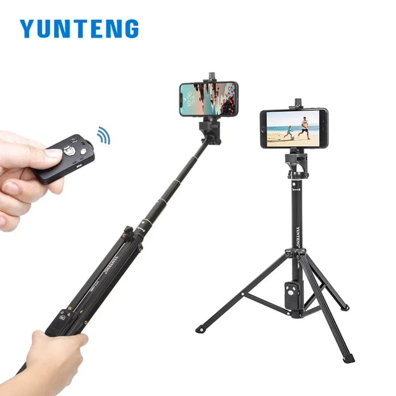 YUNTENG-Trépied rehaussé pour téléphone portable, perche à selfie, télécommande Bluetooth, prise de 