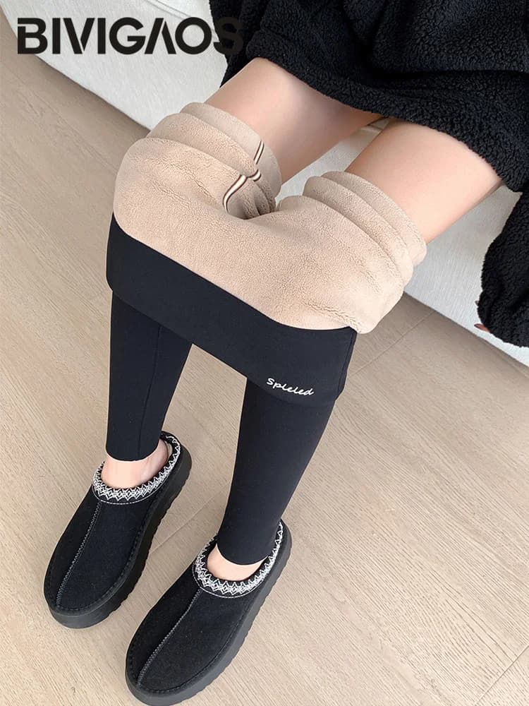 BIVIGAOS nouveau automne hiver alpaga velours requin Leggings femmes polaire épaissi chaud Leggings 