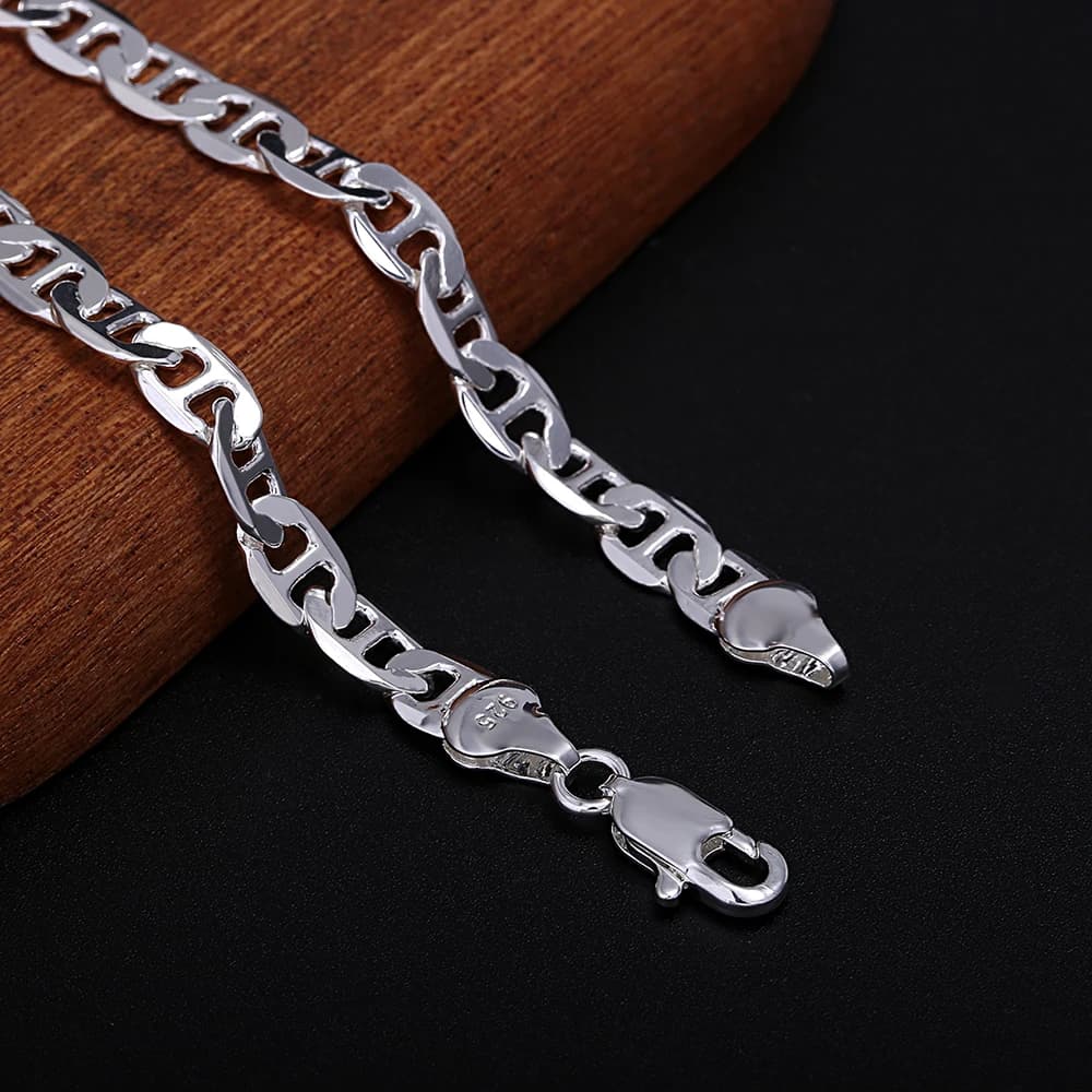 Produits à la mode 925 en argent Sterling classique 6MM chaîne collier Bracelet ensemble de bijoux p