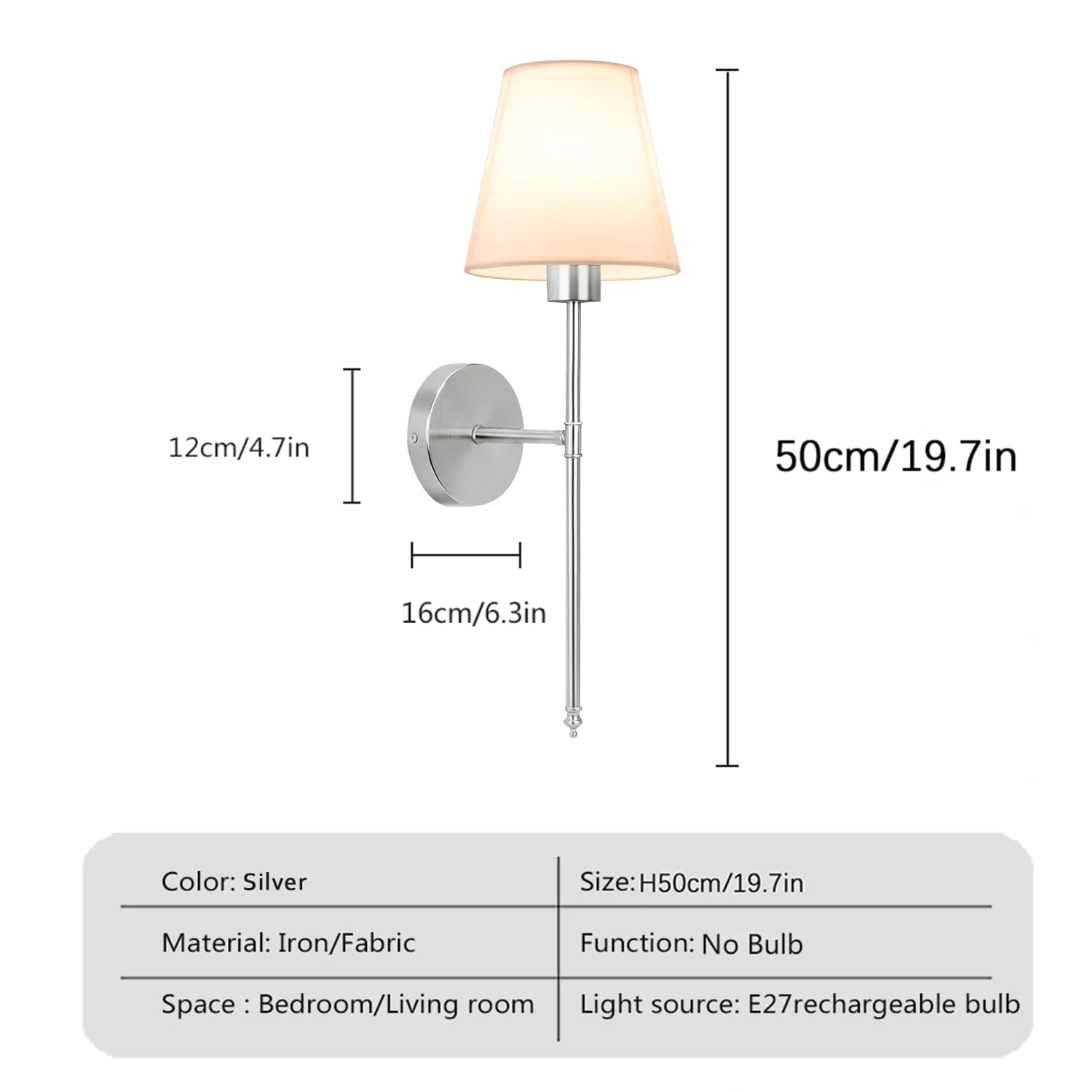 Lampe murale sans fil alimentée par batterie 2000mAh Ampoule rechargeable RGB pour salon chambre sal