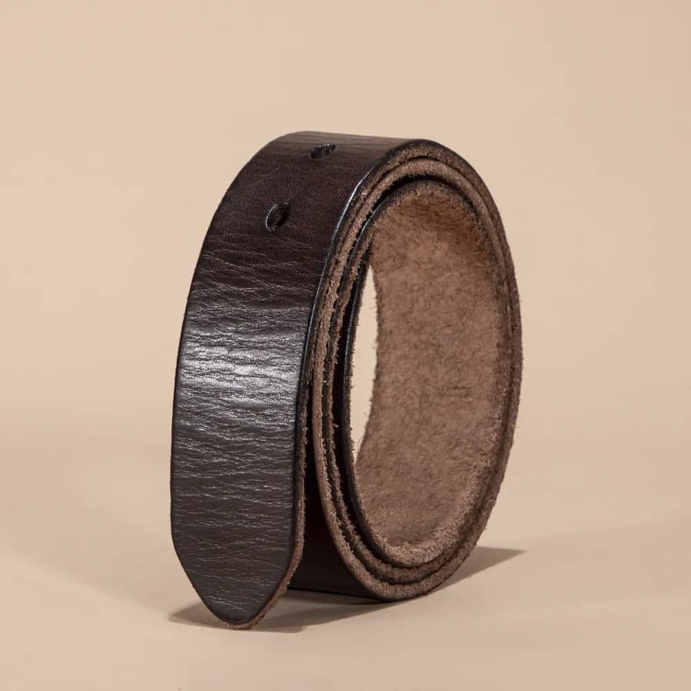 3.8 cm de largeur mâle sans boucle ceintures pour hommes boucle ardillon trou sangle peau de vache b