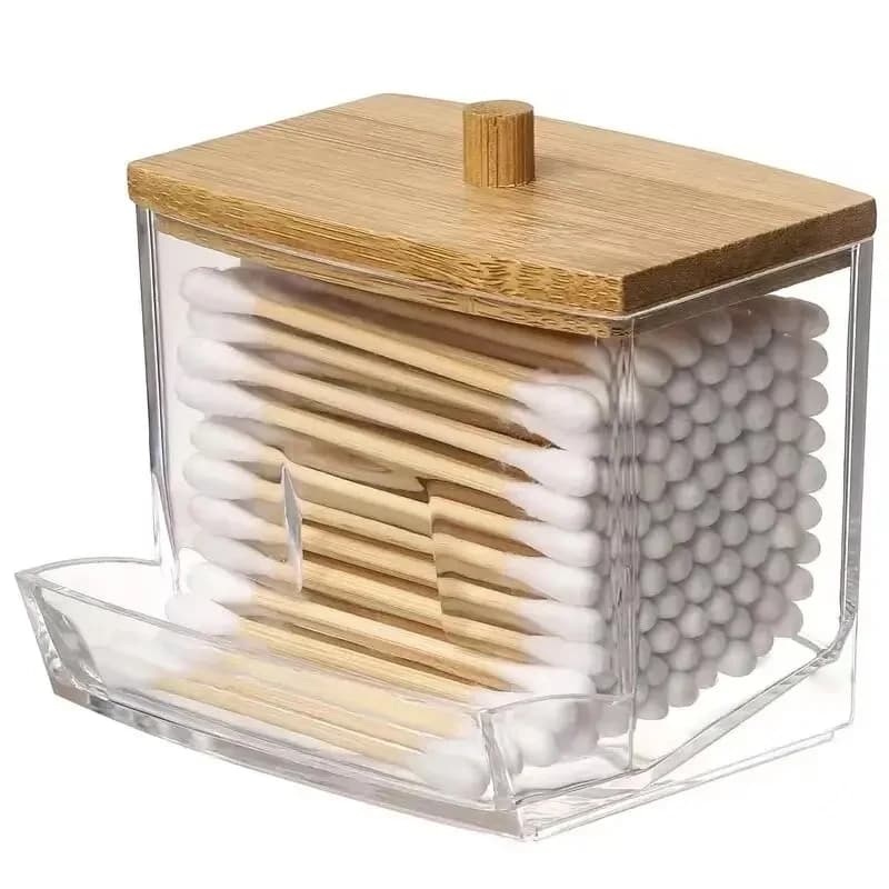 Boîte de rangement pour coton-tige, conteneur pour coton-tige à Double tête, couvercle carré Transpa