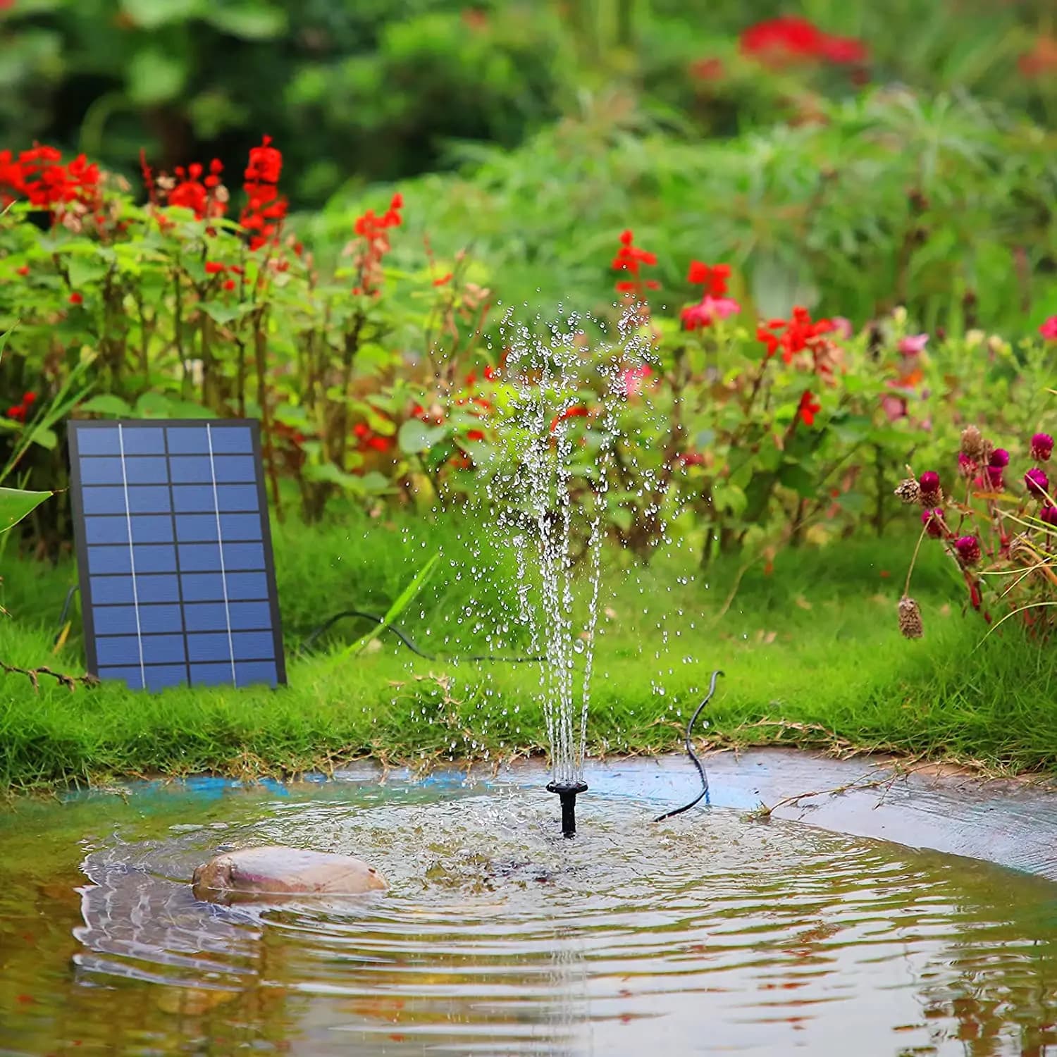 Fontaine de pompe à eau solaire 2.5W, avec 6 buses et tuyau d'eau de 4 pieds, pompe à énergie solair