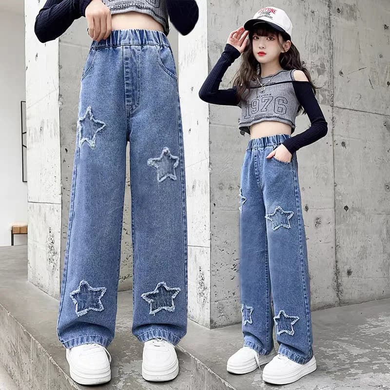 Pantalon en jean à jambes larges pour filles, Style d'automne, pantalon à jambes droites, coupe ampl