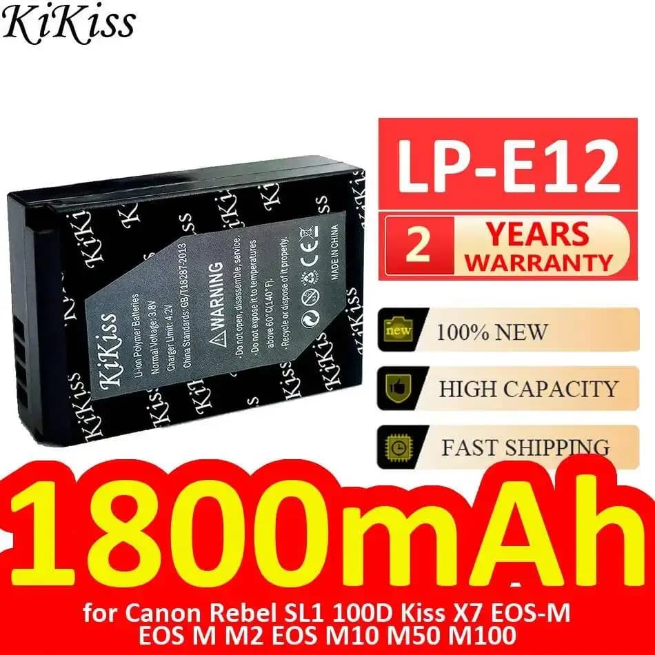 Batterie d'appareil photo LP-E12 1800mAh pour Canon Rebel SL1 100D Kiss X7 Eos-M Eos M M2 Eos M10 M5