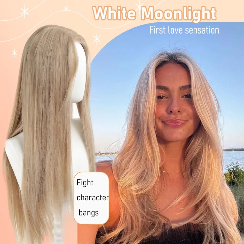 Cheveux longs et raides en lin ultraviolet synthétique avec THES, extensions de queue de cheval bouc