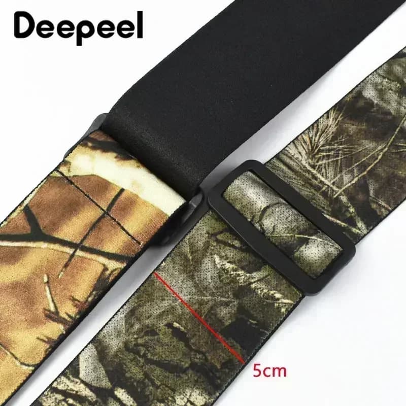 Deepeel adultes hommes bretelles 5 cm de large bretelles élastiques Camouflage x-type 4 Clips ajuste