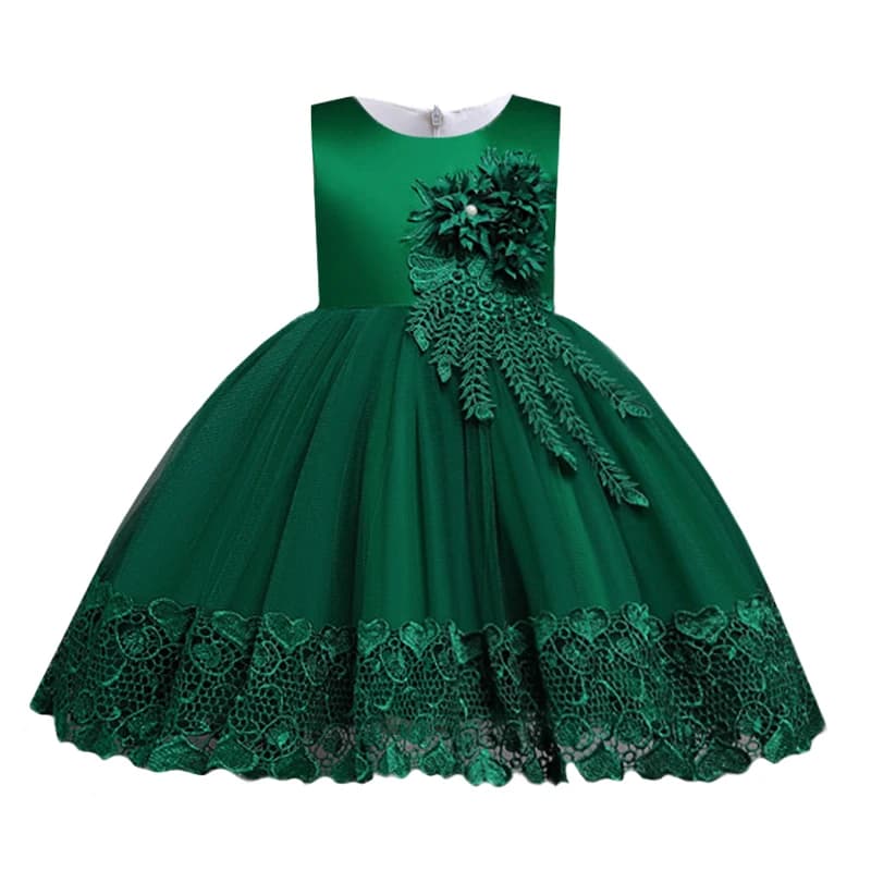 Robe d'été en dentelle pour filles, tenue de soirée à fleurs appliquées, Costume pour enfants de 2 à