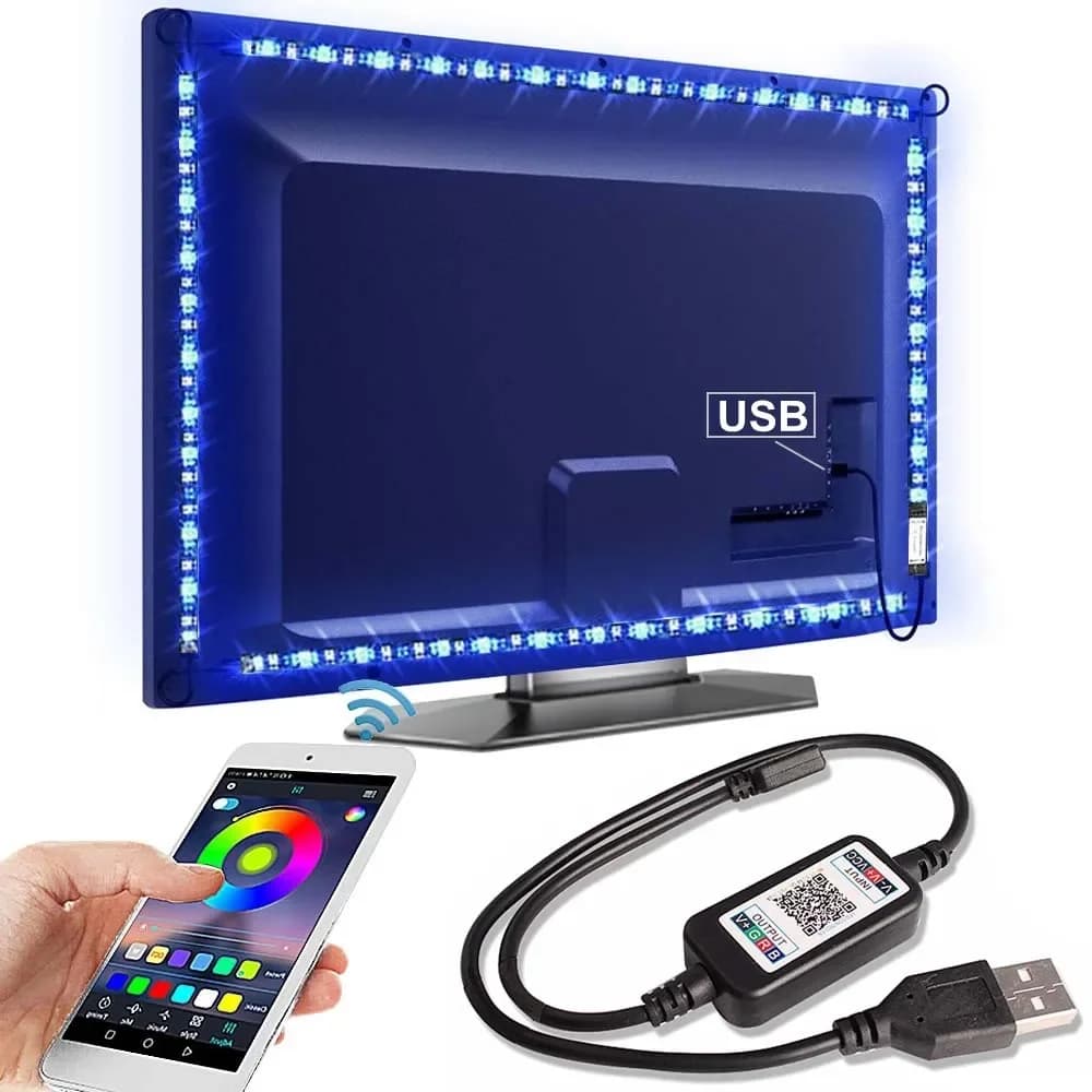 Rétro-éclairage TV Bluetooth USB RGB LED ruban lumineux 1m 2M 3M 4M 5m SMD 5050 Flexible USB DC 5V r