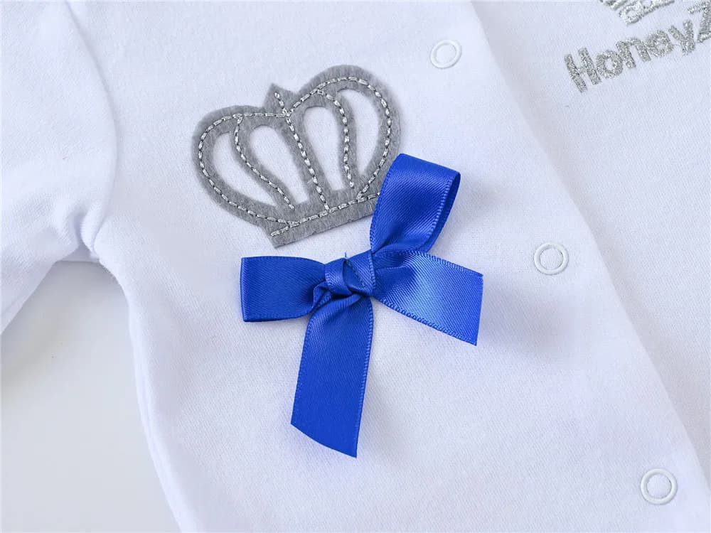 Nouveau-né bébé garçons barboteuse couronne royale Prince 100% coton ensemble de vêtements avec casq
