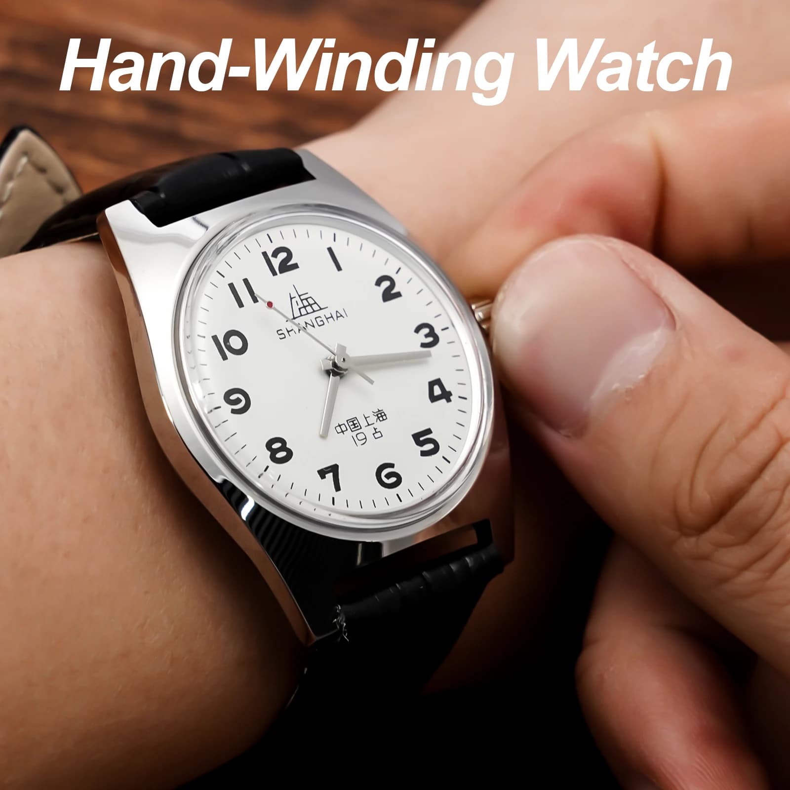 Montre Shanghai 7120 d'inspiration vintage 36 mm - Montre-bracelet mécanique pour homme pour collect
