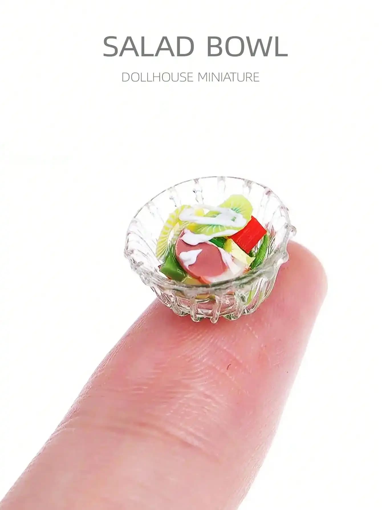 Bol à salade miniature pour maison de poupée, échelle 1:12, mini simulation d'aliments, jouet, acces