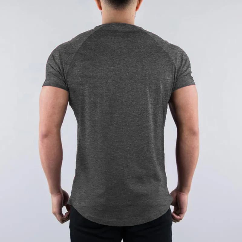 Hommes été maigre T-Shirt style décontracté à manches courtes t-shirt mâle gymnase Fitness Sport cou