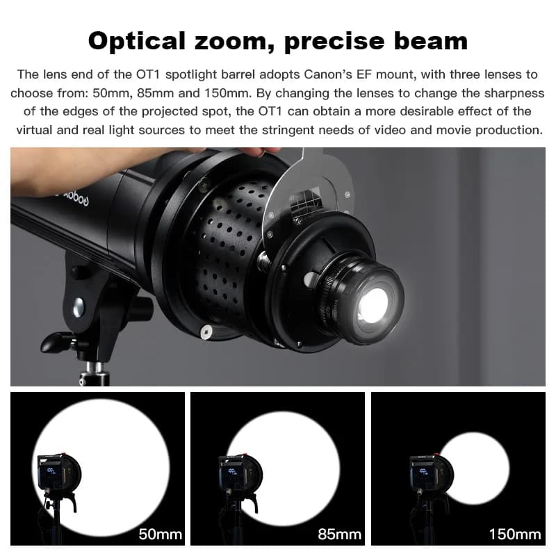 SOONPHO OT1 Bowens Mount Snoots optique avec lentille 50mm /85mm /150mm pour Flash Godox accessoires