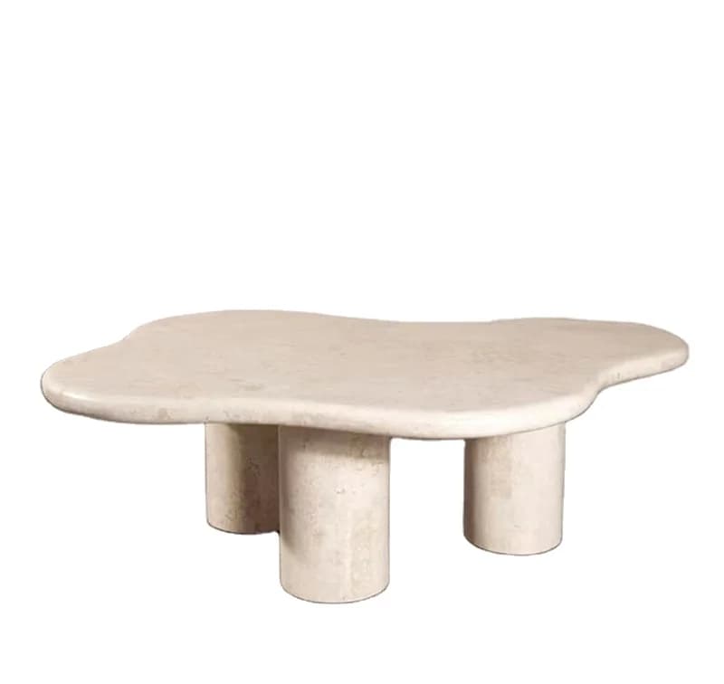 Base de colonnes en travertin naturel italien, plateau de Table en forme de fleur, salon nordique mo